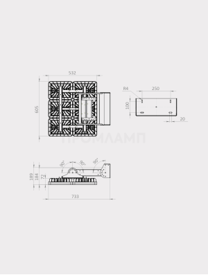 Размеры светильника TL-SPORT APS 600 850 W